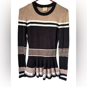 Torn by Ronny Kobo Striped Black and Tan Blouse